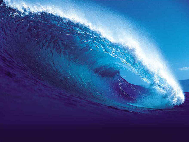 Ocean Wave Curling — Blue, Dramatic, Afternoon, Photograph, Sky, Sea