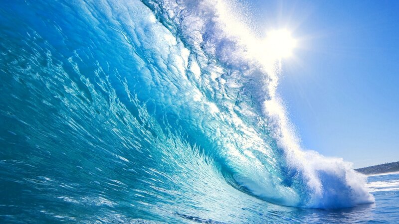 Ocean Wave Curling — Blue, Dramatic, Afternoon, Photograph