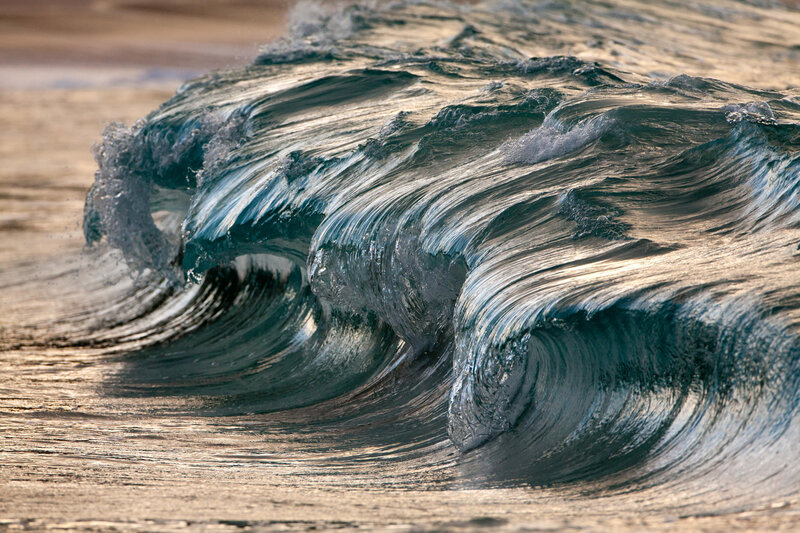 Ocean Wave Curling — Blue, Dynamic, Sunset, Photograph, Sea