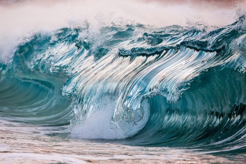 Ocean Wave Curling — Blue, Dynamic, Sunset