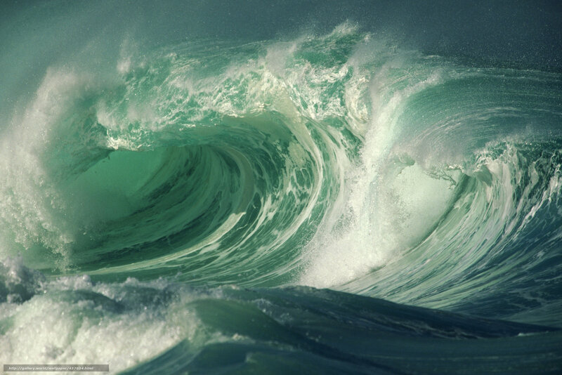 Ocean Wave Curling — Green, Dramatic, Photograph, Sea