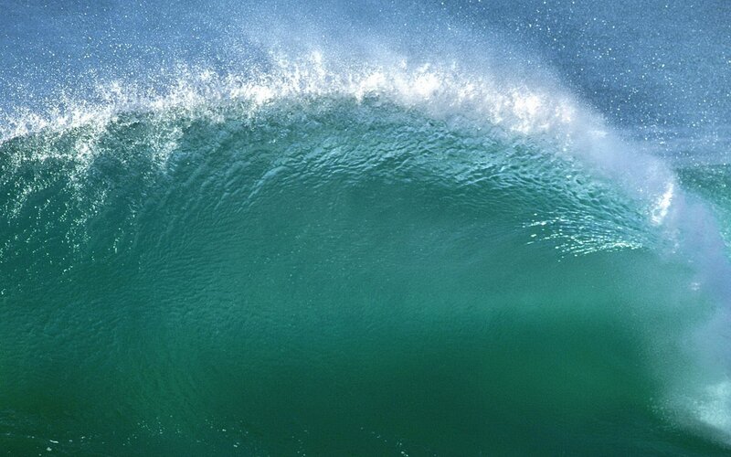 Ocean Wave Curling — Green, Dynamic, Photograph