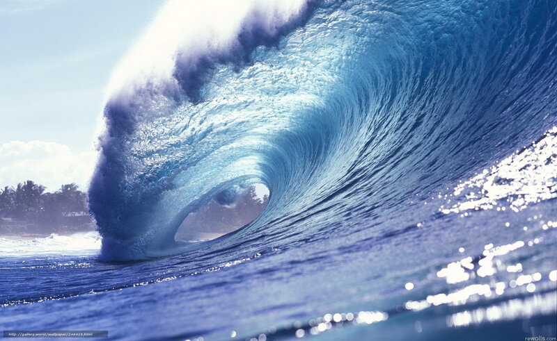 Ocean Wave Forming Barrel — Blue, Dramatic, Afternoon, Photograph, Sea, Sky, Coastline