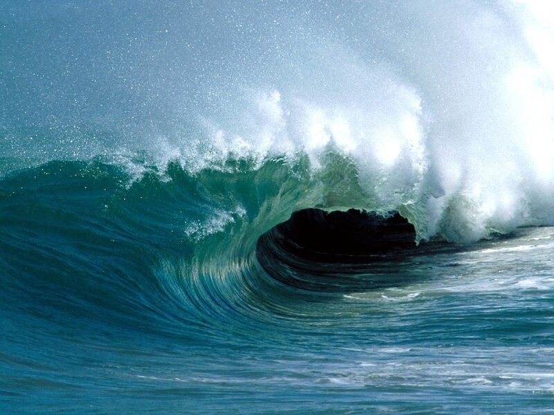 Ocean Wave Forming Barrel — Blue, Dramatic, Photograph, Sea