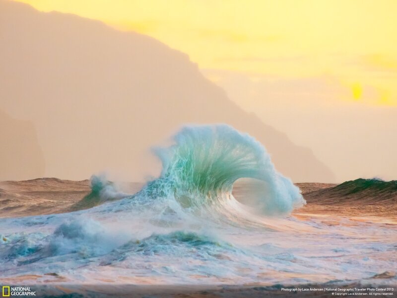 Ocean Wave Forming Barrel — Yellow