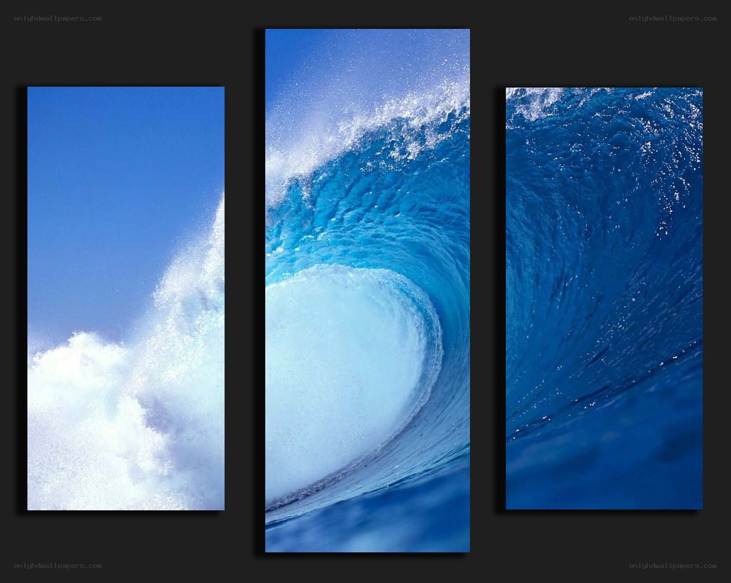 Ocean wave triptych artwork