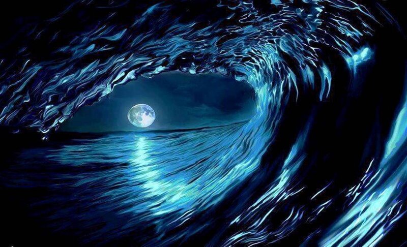 Ocean Wave Tunnel — Blue, Dramatic, Night