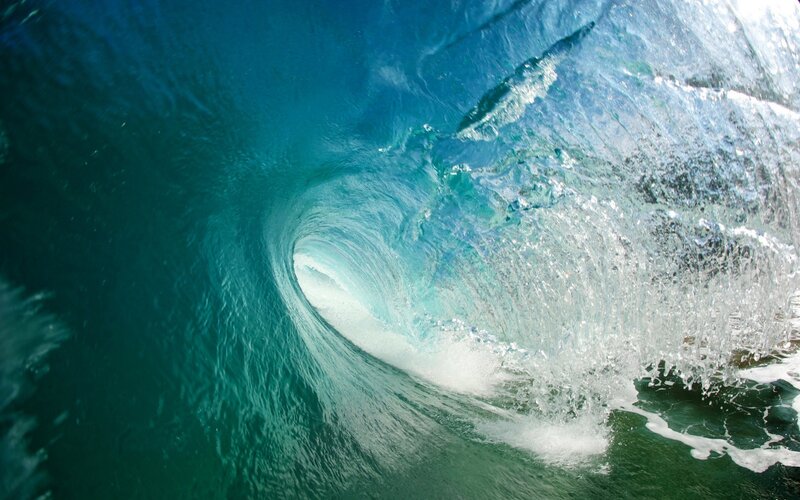 Ocean Wave Tunnel — Blue, Dynamic, Afternoon