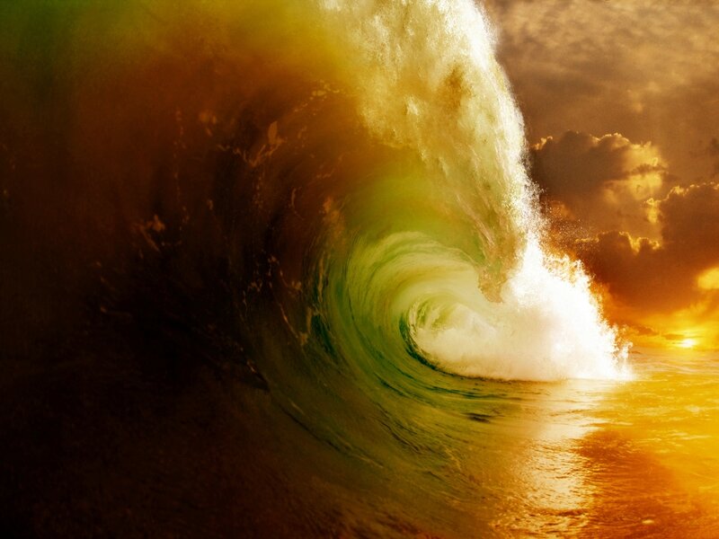 Ocean Wave Tunnel — Green, Dramatic