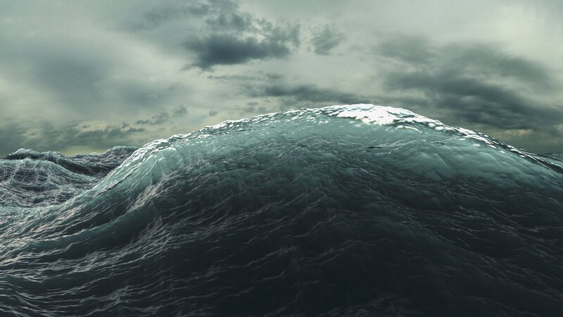 Ocean Wave under Stormy Sky — Gray