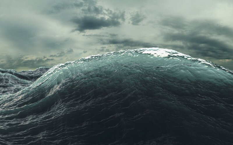 Ocean Wave under Stormy Sky