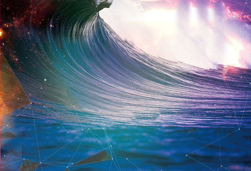 Ocean Wave with Galaxy — Blue