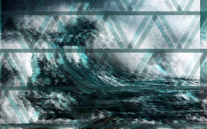 Ocean Wave with Geometric Overlay