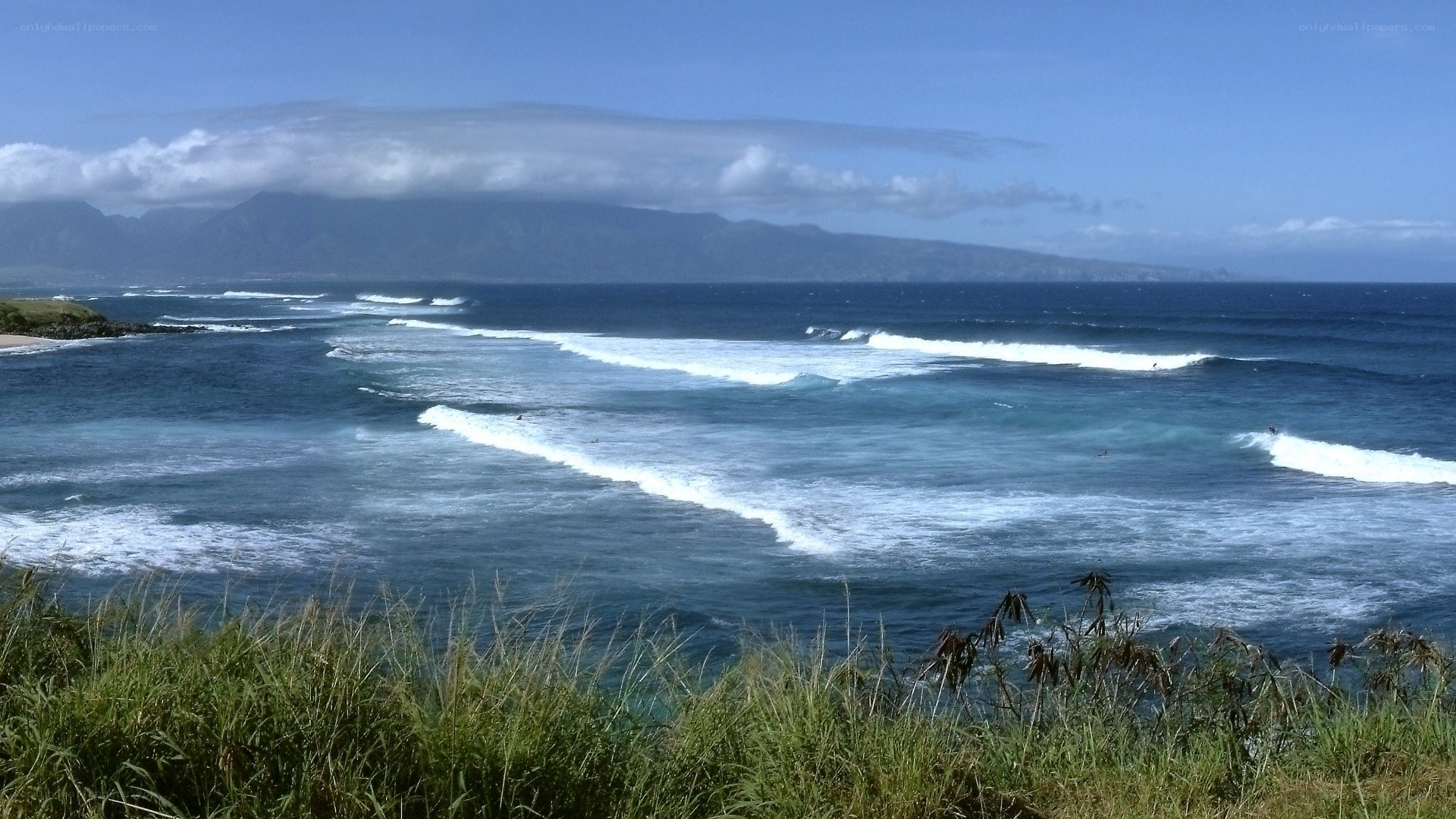 Ocean waves at a coastal viewpoint