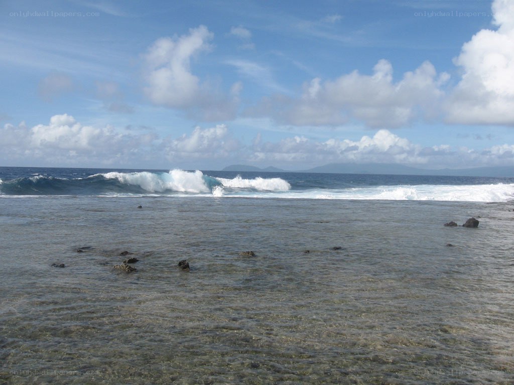 Ocean waves at a rocky shore