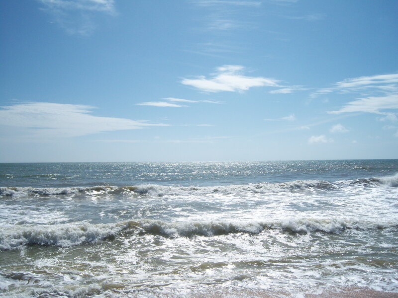Ocean Waves at Beach — Blue, Calm, Afternoon, Photograph, Sky, Clouds