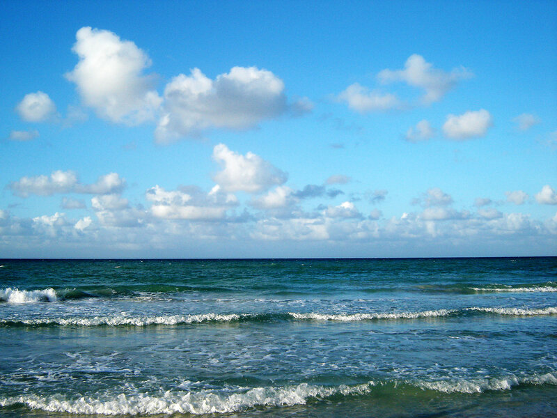 Ocean Waves at Beach — Blue, Calm