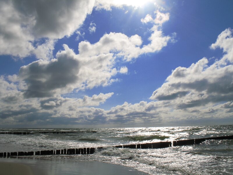 Ocean Waves at Beach — Blue, Dramatic, Afternoon, Photograph