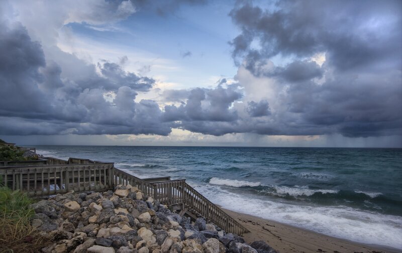 Ocean Waves at Beach — Blue, Dramatic, Morning