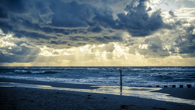 Ocean Waves at Beach — Blue, Dramatic, Sunset