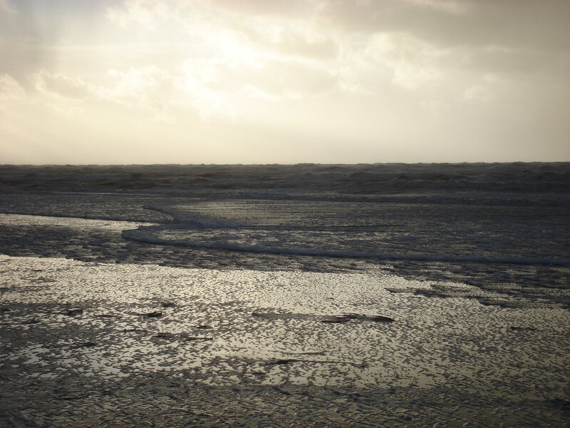 Ocean Waves at Beach — Gray, Dramatic, Sunset