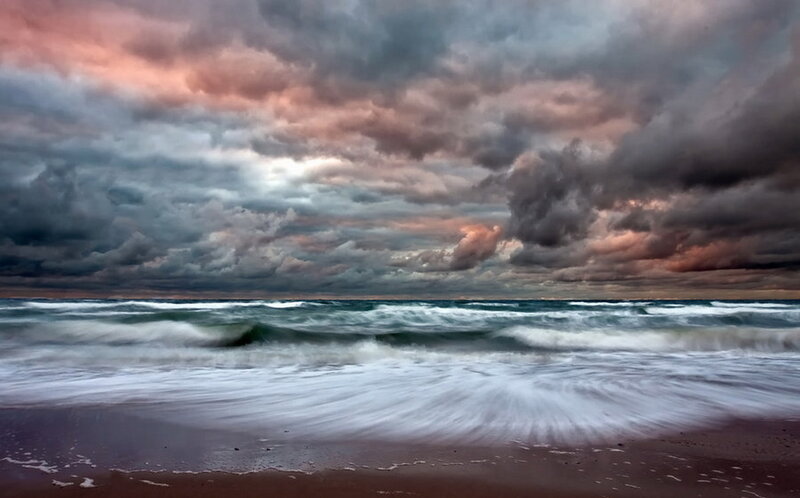 Ocean Waves at Beach — Gray
