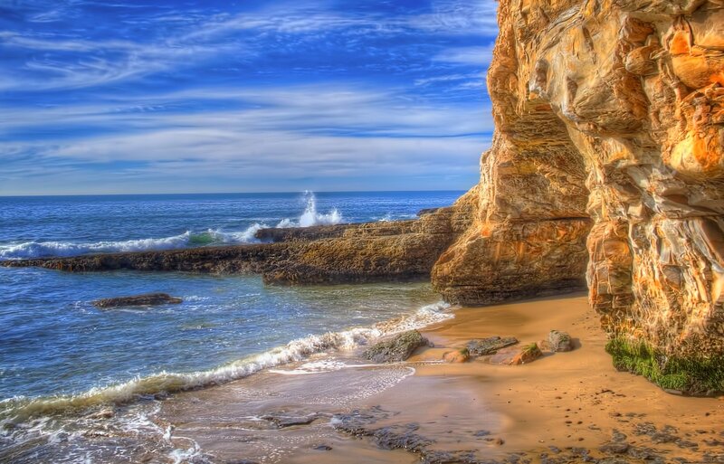 Ocean Waves at Cliff — Blue, Dramatic, Afternoon