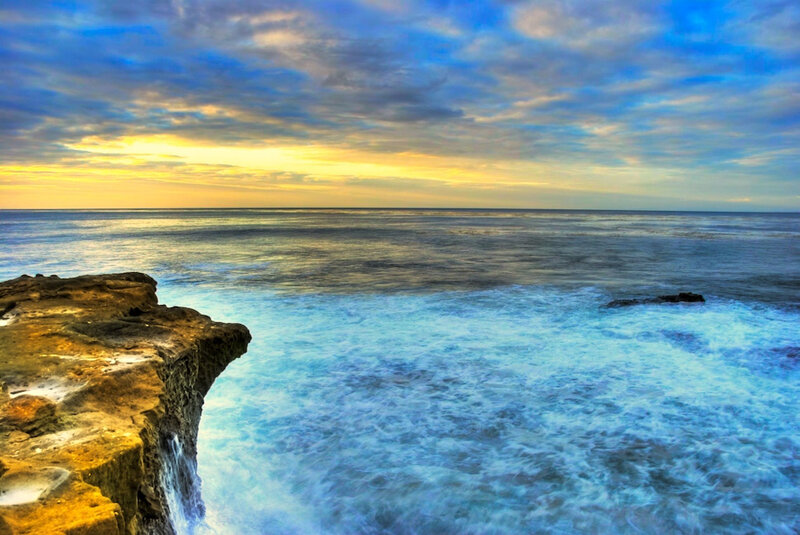Ocean Waves at Cliff Edge