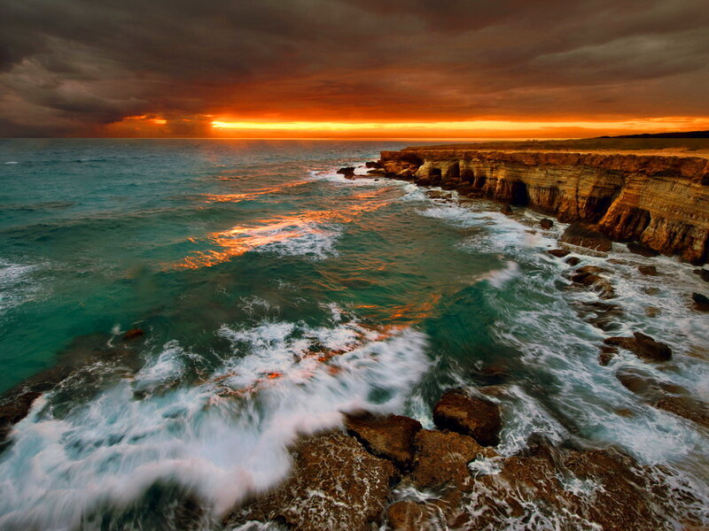 Ocean Waves at Cliffs