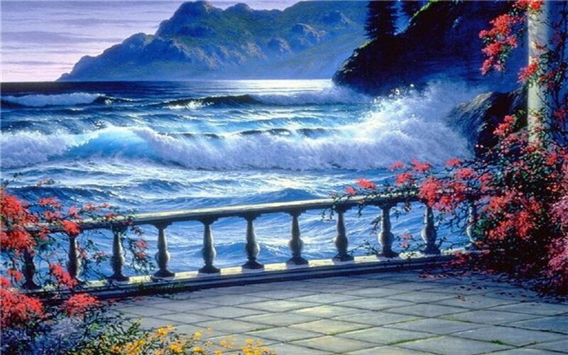 Ocean Waves at Cliffside