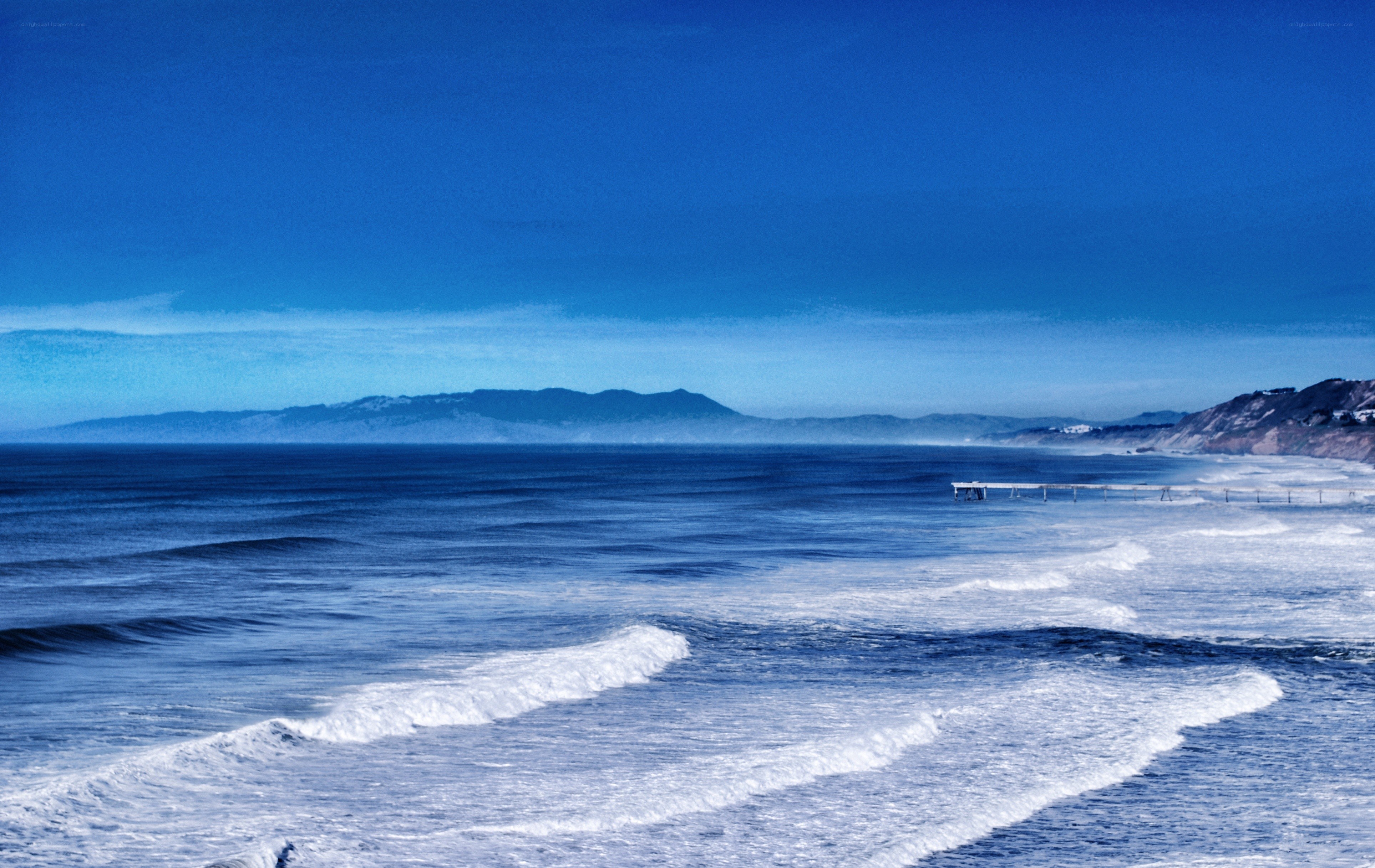 Ocean waves at coastal landscape