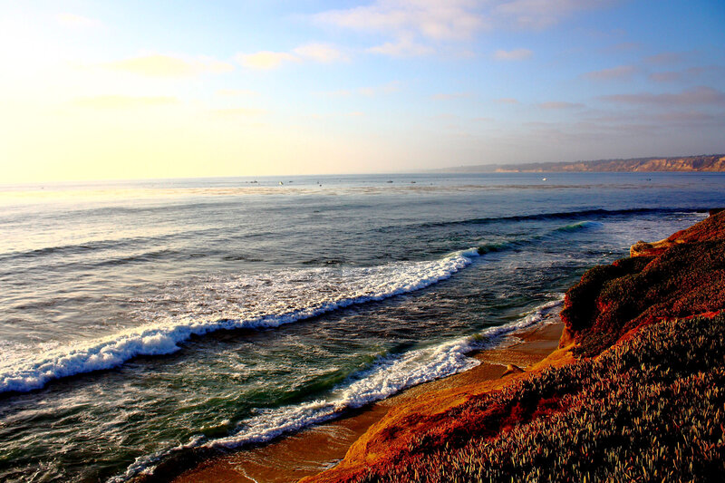 Ocean Waves at Coastline — Blue, Serene