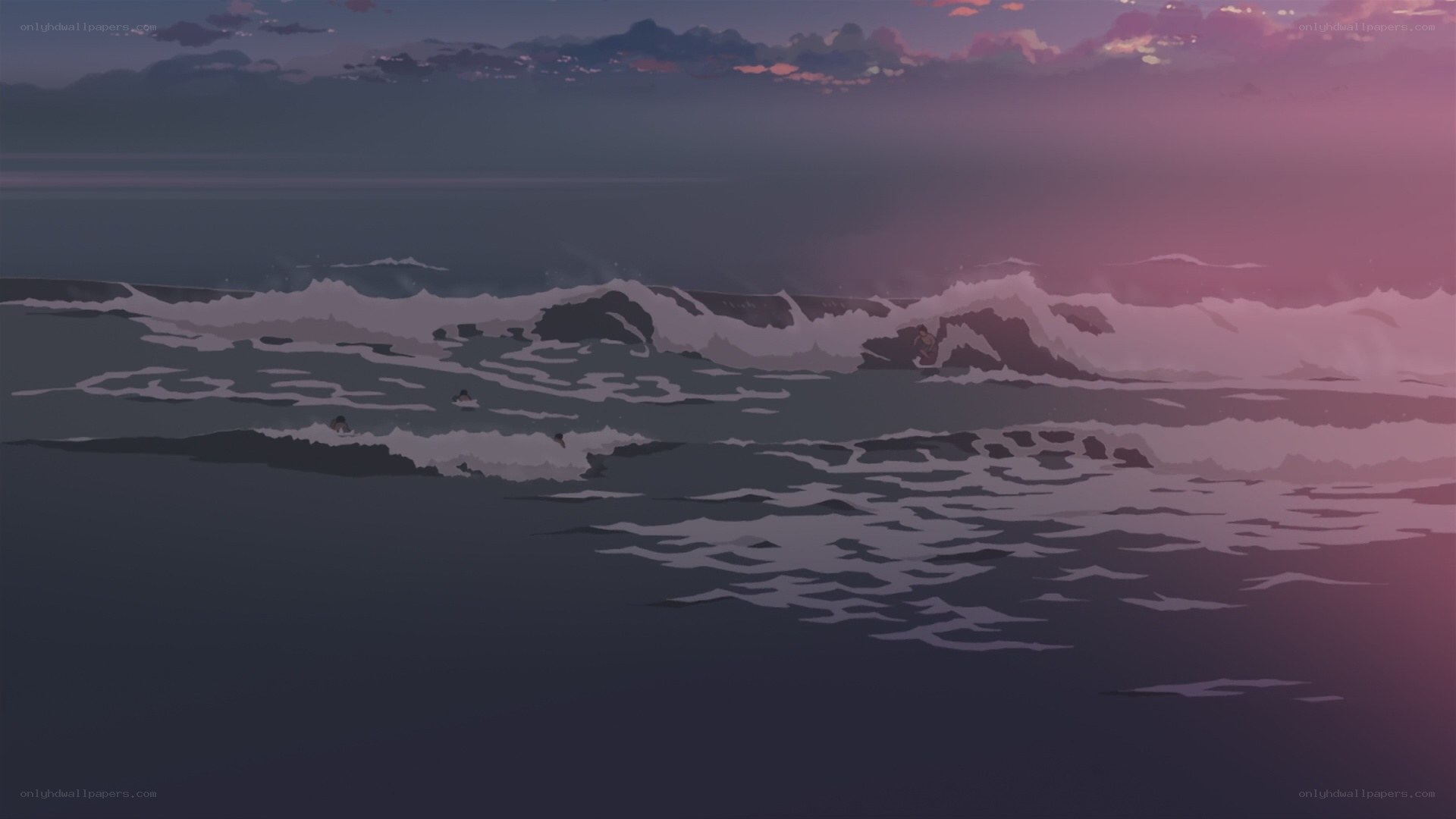 ocean waves at dusk