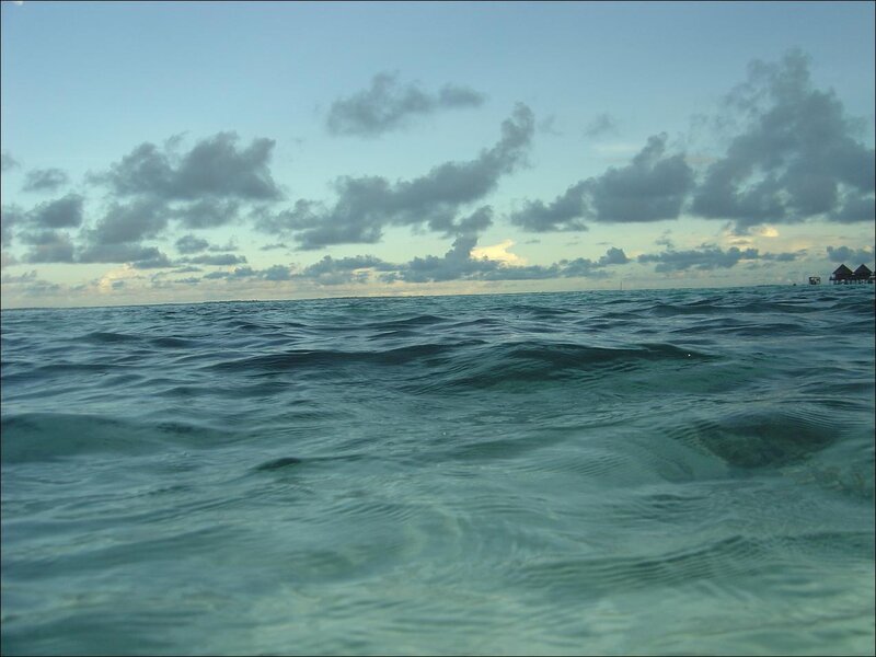 ocean waves at dusk