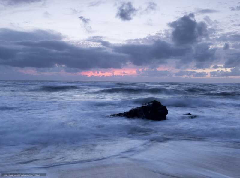 Ocean Waves at Dusk — Blue, Dramatic, Sunset, Photograph