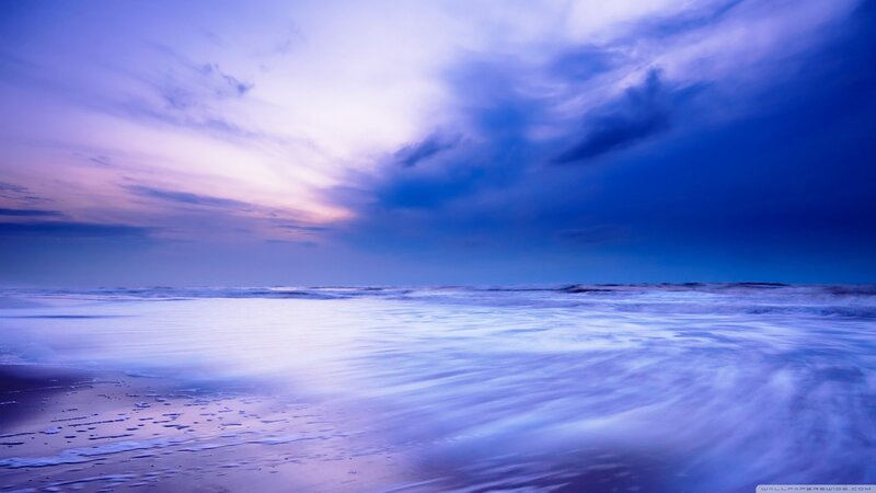 Ocean Waves at Dusk — Blue, Serene, Photograph, Sky