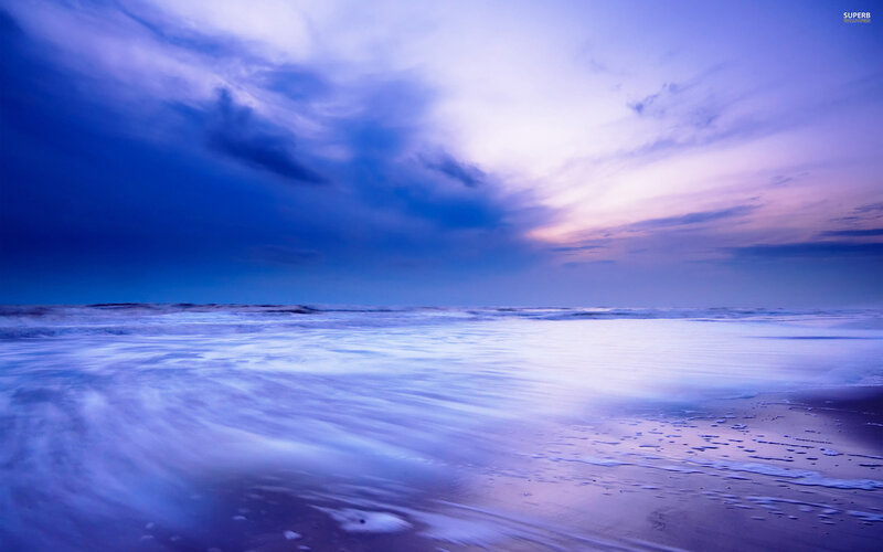 Ocean Waves at Dusk — Blue, Serene, Photograph