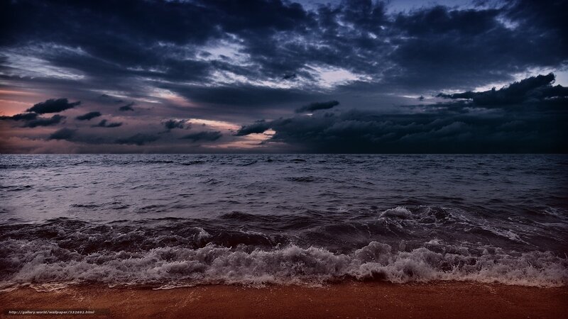 Ocean Waves at Dusk — Dark Blue, Dramatic, Sunset