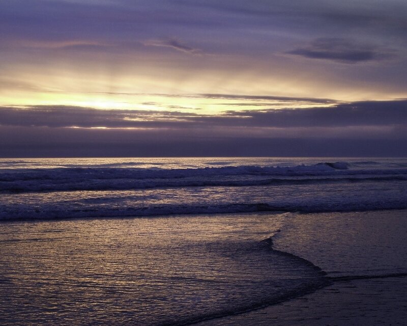 Ocean Waves at Dusk — Purple, Dramatic, Sunset