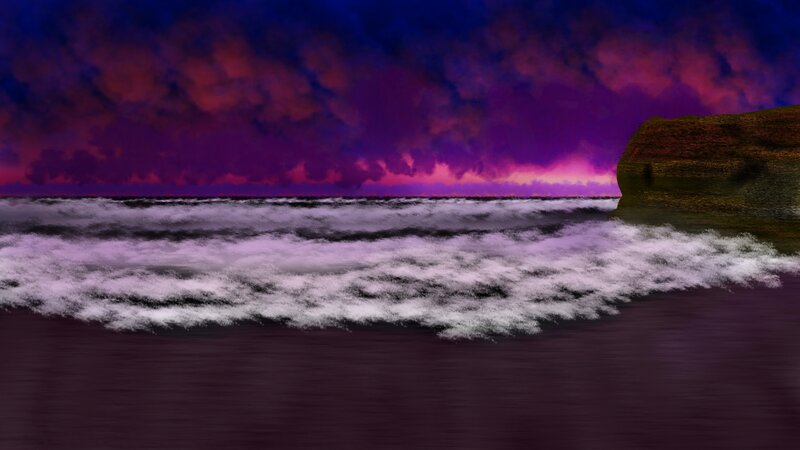 Ocean Waves at Dusk — Purple, Dramatic