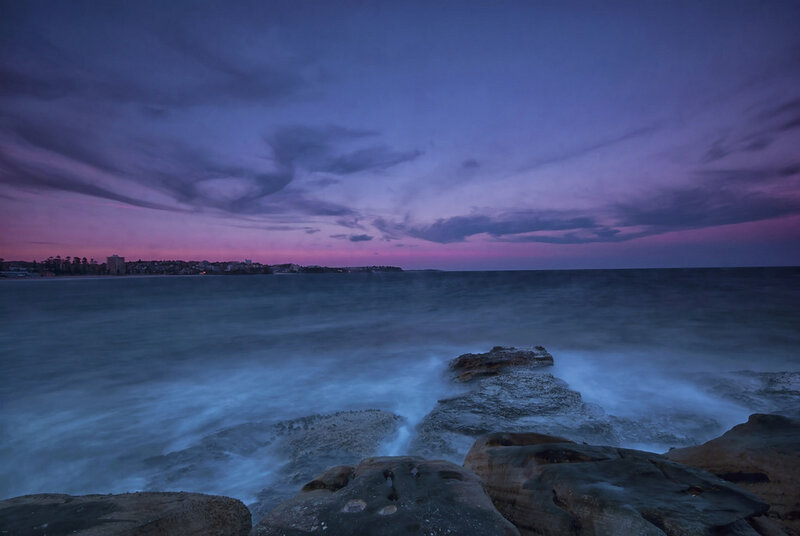 Ocean Waves at Dusk — Purple, Serene