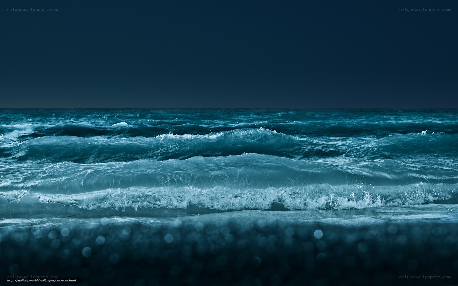 Ocean waves at night