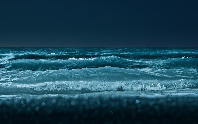 Ocean waves at night