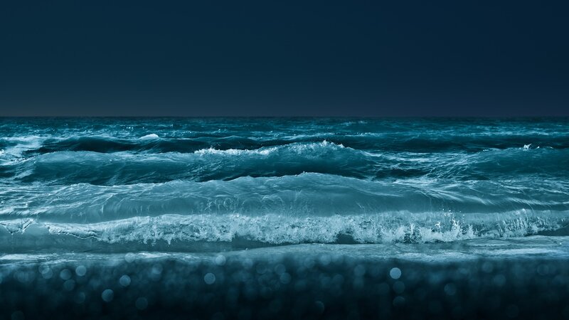 Ocean waves at night