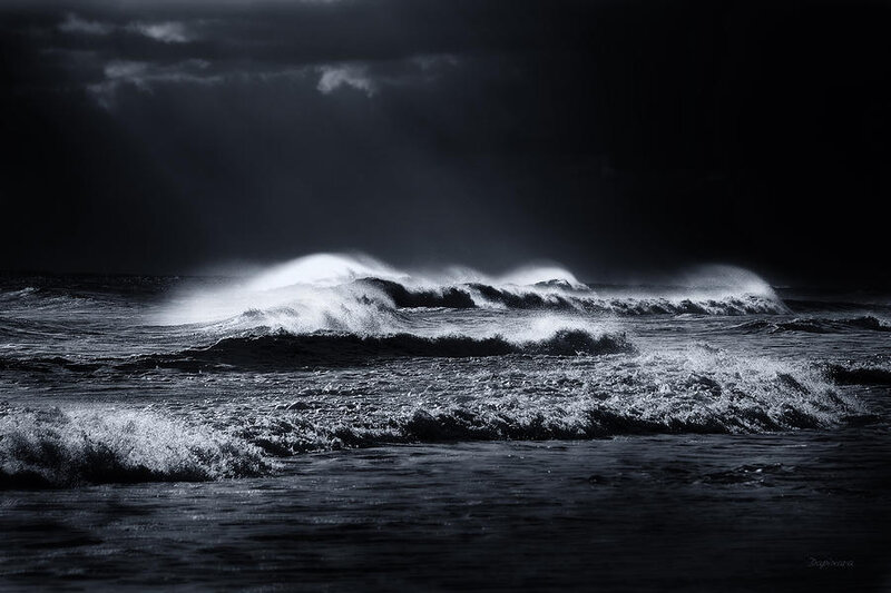 Ocean Waves at Night — Black