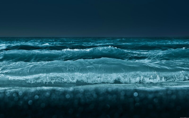 Ocean Waves at Night — Blue, Photograph
