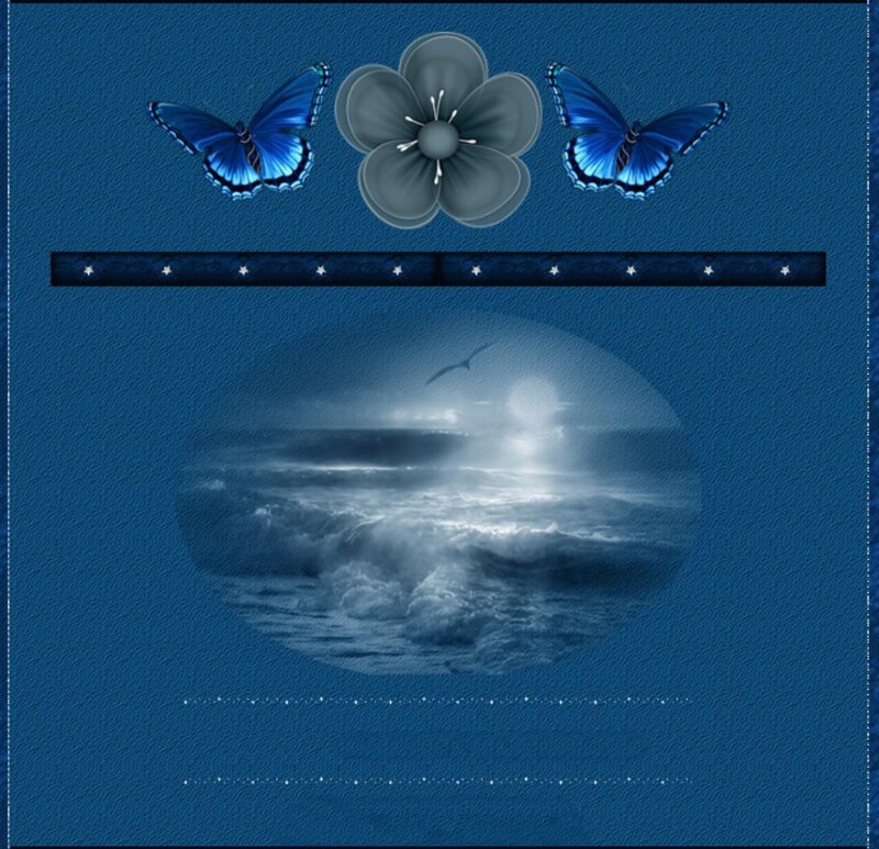 Ocean Waves at Night — Blue, Serene, Digital Art, Butterflies