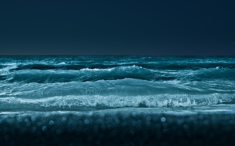 Ocean Waves at Night — Dark