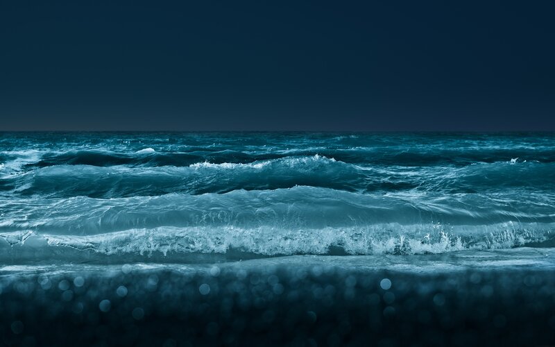 Ocean Waves at Night — Dramatic
