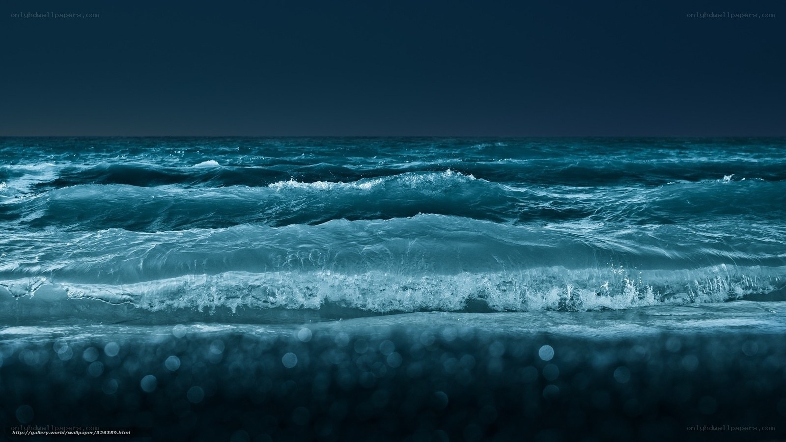 Ocean waves at night